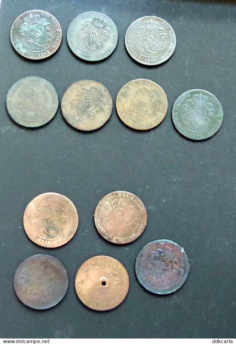2 Cent (koper) Leopold I - 7 Stuks 1846+1856+1861+1862+1863+1864+1865 +5 Stuks Slecht - 2 Centimes