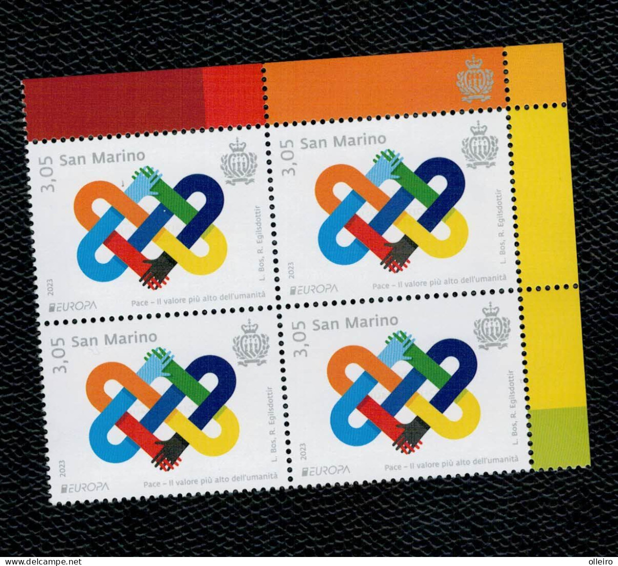 San Marino 2023 - Europa - Pace Il Valore Più Alto Dell’umanità 1v In Quartina Complete Set ** MNH - Unused Stamps