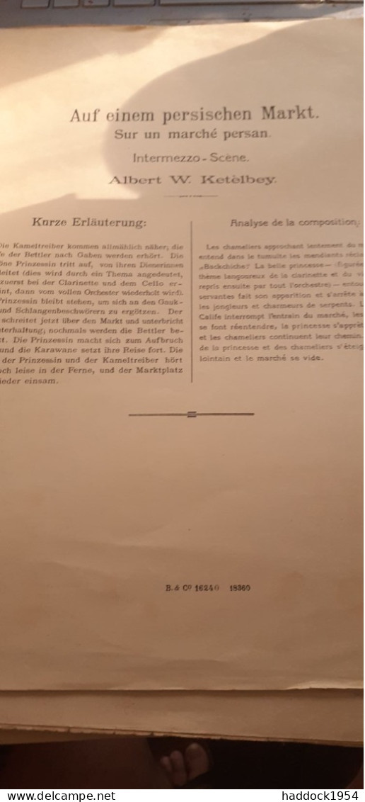 Sur Un Marché Persan Intermezzo-scène ALBERT W. KETELBEY Bosworth Et Co 1931 - A-C