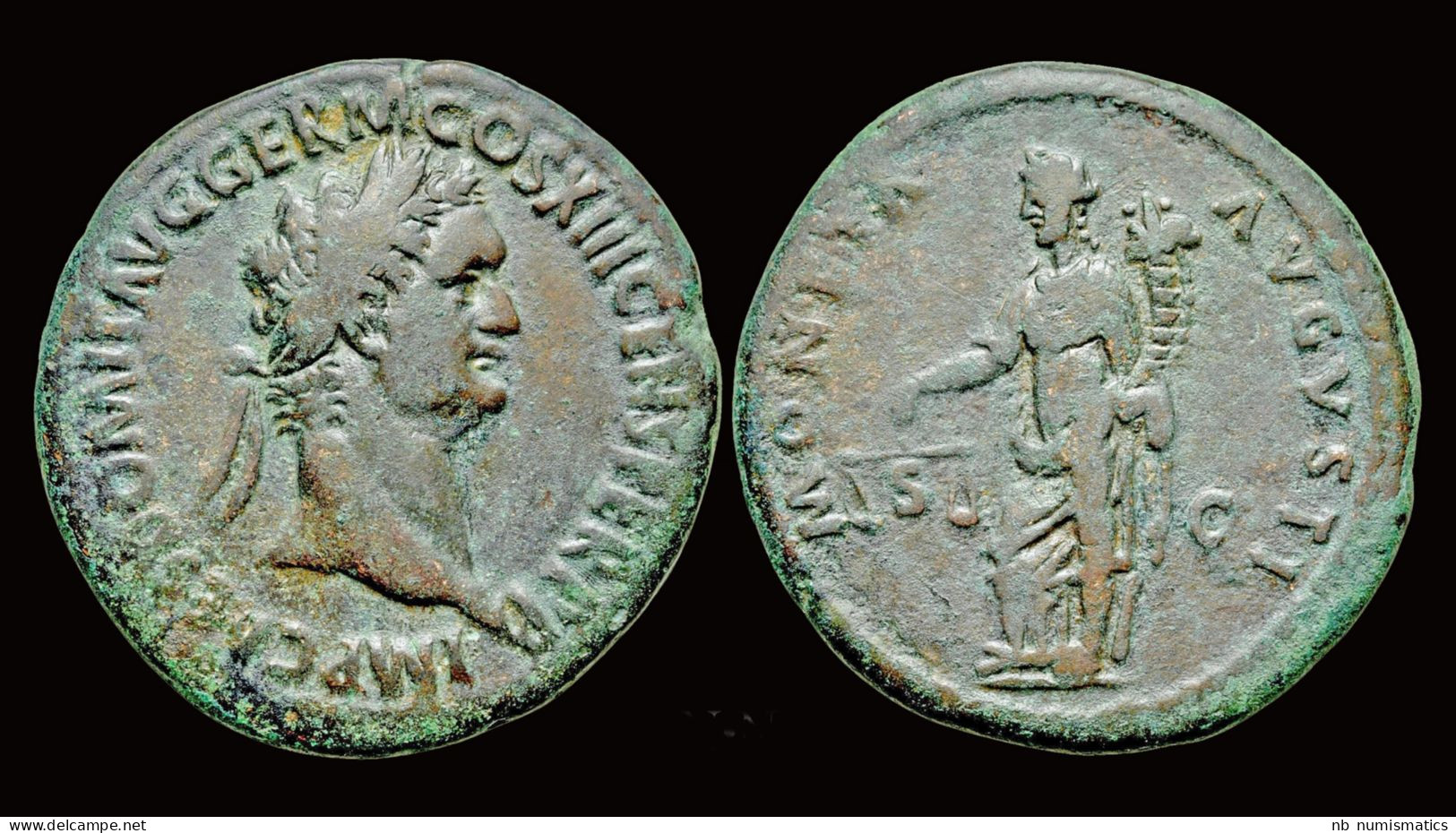 Domitian AE As Moneta Standing To Left - Die Flavische Dynastie (69 / 96)