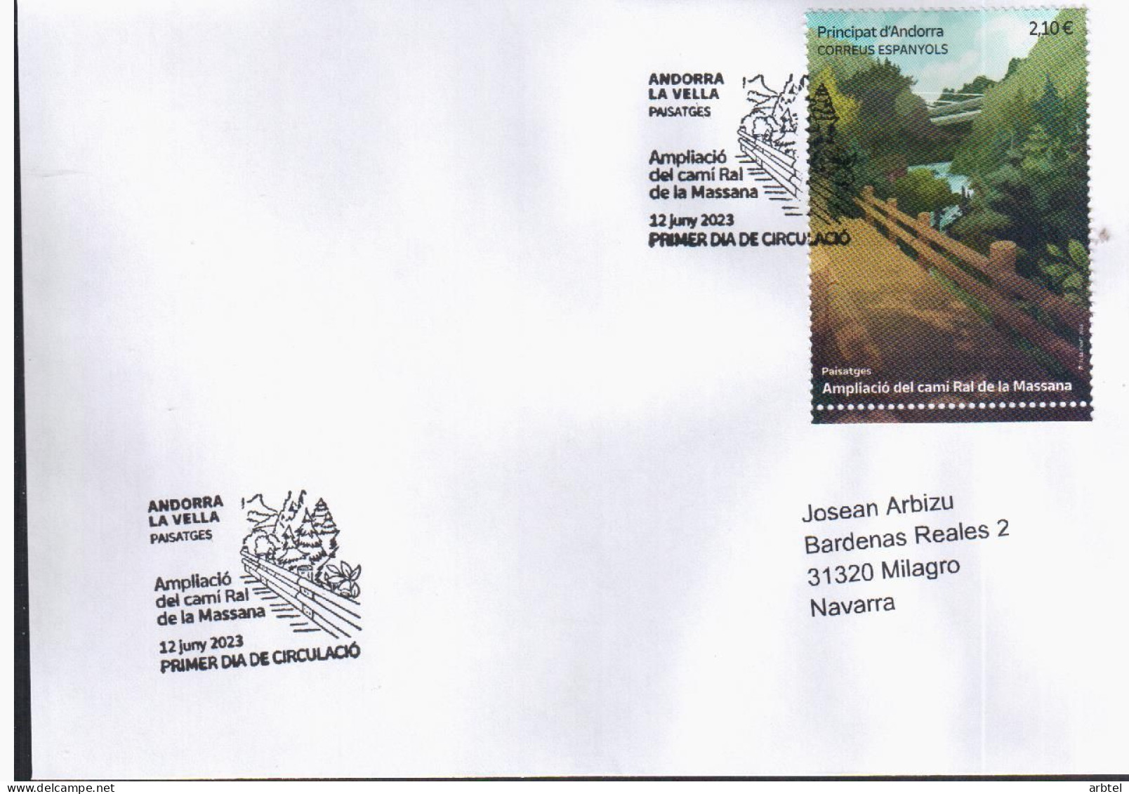 ANDORRA SPD FDC 2023 CAMI RAL DE LA MASSANA - Lettres & Documents