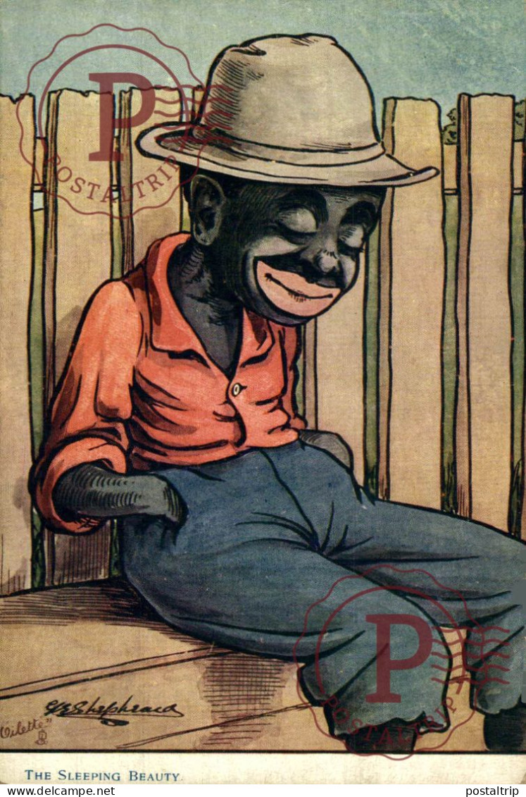 RARE  Raphael Tuck Oilette  Illustrateur SHEPHEARD Enfants Noirs  AMONG THE DARKIES Afro Americana Coleccionblack - Shepheard