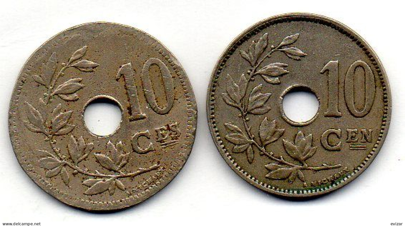 BELGIUM - Set Of Two Coins 10 Centimes, Copper-Nickel, Year 1923, 1929, KM # 85.1, 86, French & Dutch Legend - 10 Cents