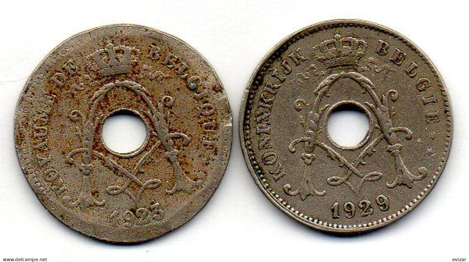 BELGIUM - Set Of Two Coins 10 Centimes, Copper-Nickel, Year 1923, 1929, KM # 85.1, 86, French & Dutch Legend - 10 Cent