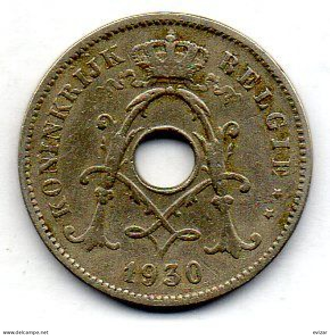 BELGIUM - 10 Centimes, Nickel-Brass, Year 1930, KM # 96, Dutch Legend - 10 Cents