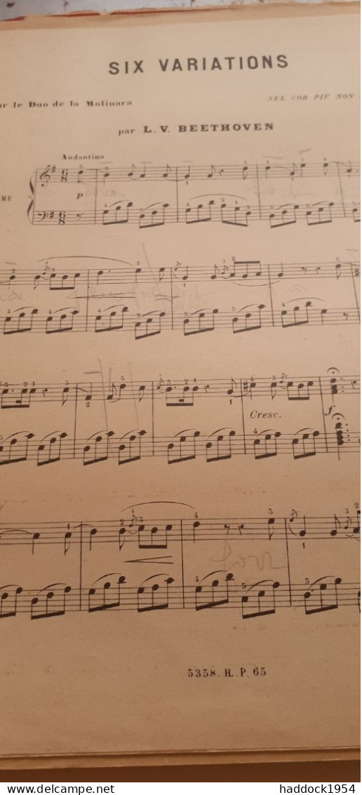 Variations Sur Le Duo De La Molinara LUGDWIG VAN BEETHOVEN Henry Lemoine 1935 - P-R