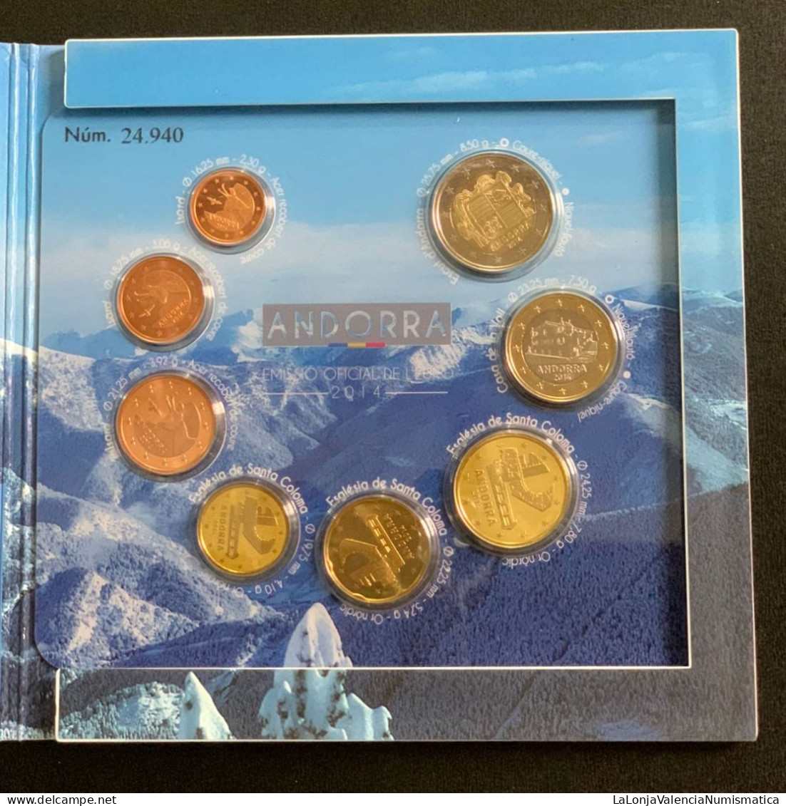 Andorra Cartera Euro Set 8 Monedas Emisión Oficial 2014 Sc Unc - Andorra