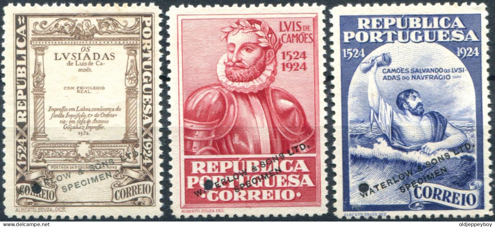 1924 PORTUGAL  Centenary Of The Birth Of Camilo Castelo Branco. Colour Proofs Overcharged “WATERLOW & SONS LTD SPECIMEN” - Proofs & Reprints