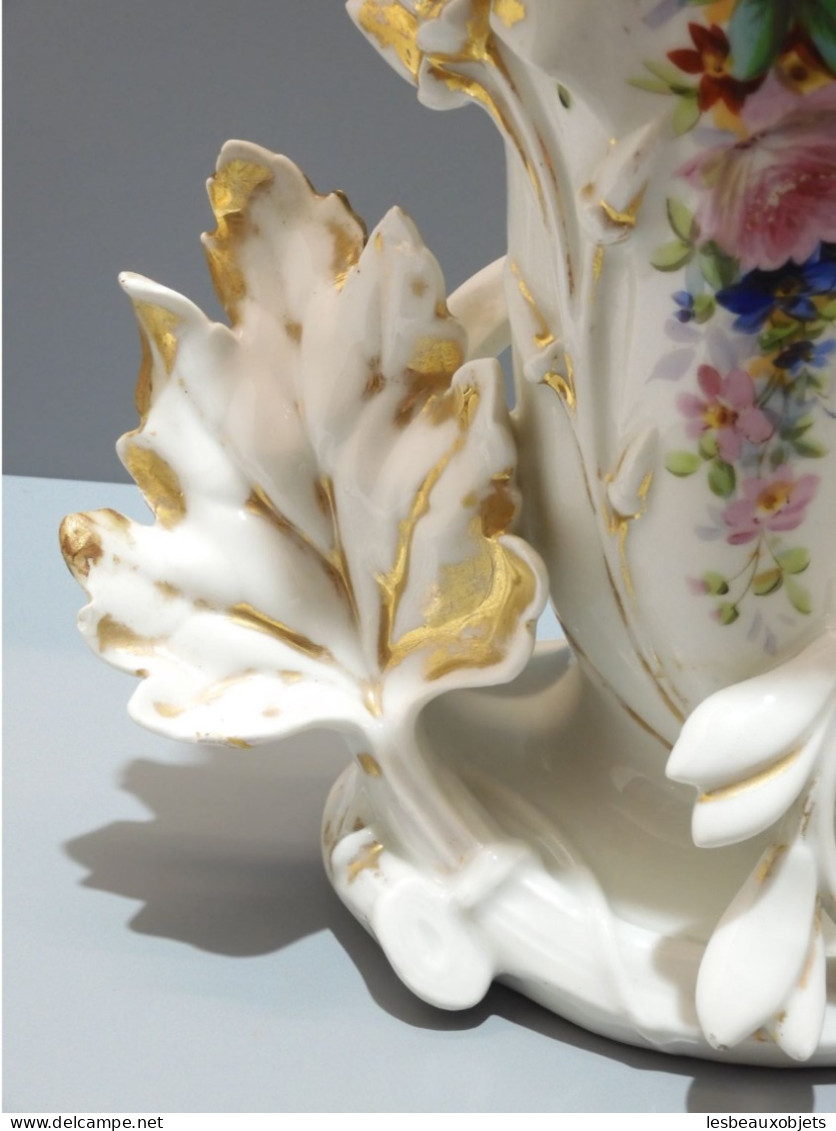 -SUPERBE GRAND VASE De MARIEE PORCELAINE De PARIS XIXe Décor Fleurs Peintes   E - Vases