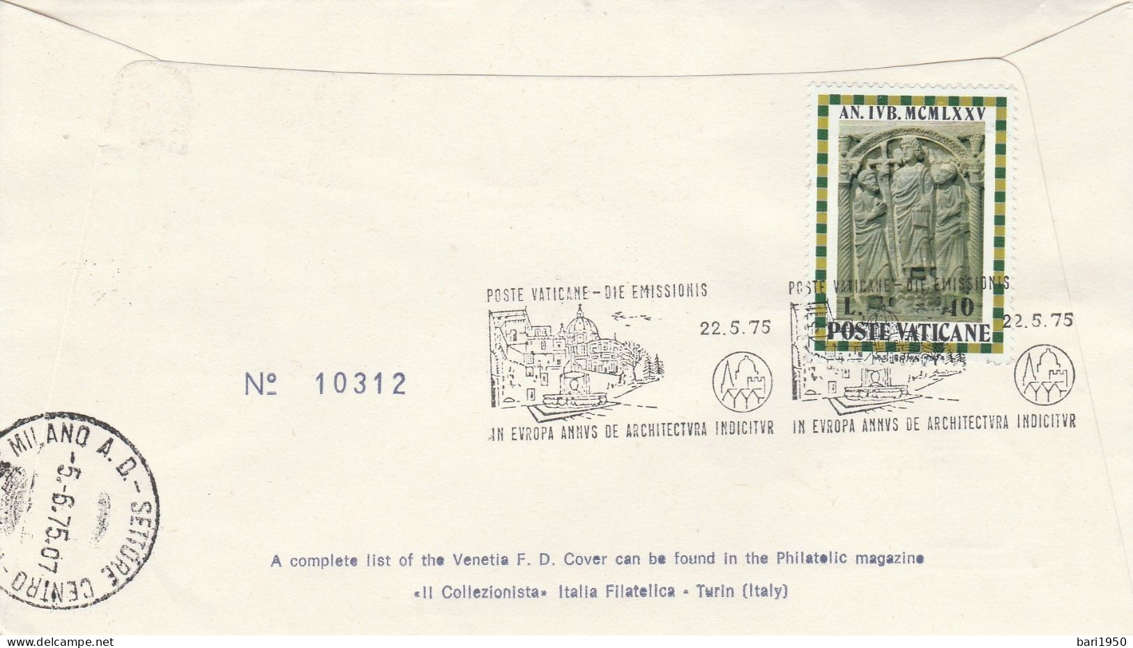 POSTE VATICANE- 2  Valori Da L.20 E L. 200,primo Giorno Di Emissione Su Busta- Anno Europeo Del Patrimonio Architettonic - Used Stamps