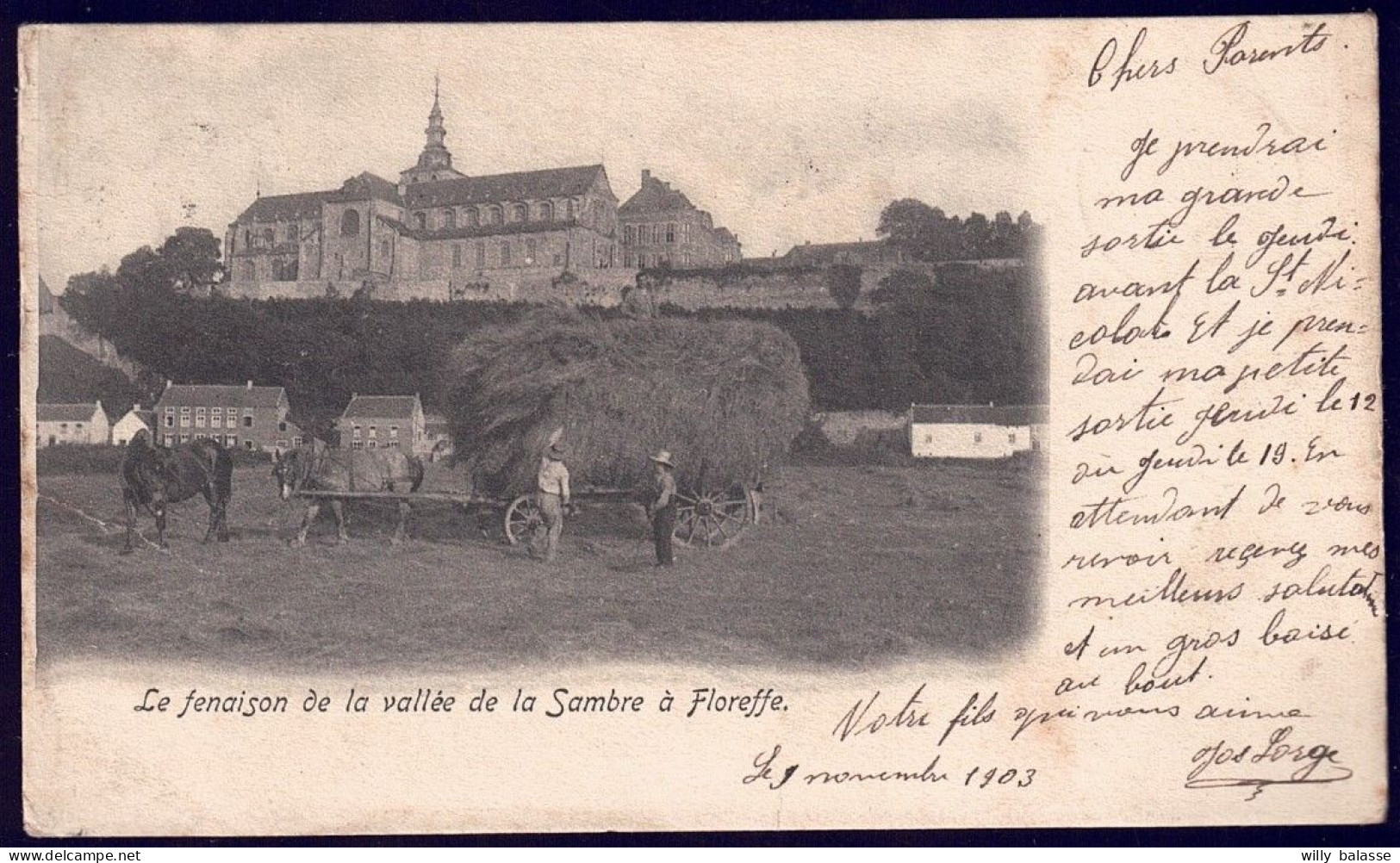 +++ CPA - FLOREFFE - Fenaison De La Vallée De La Sambre - Attelage Agricole - Travail Au Champ - 1903  // - Floreffe