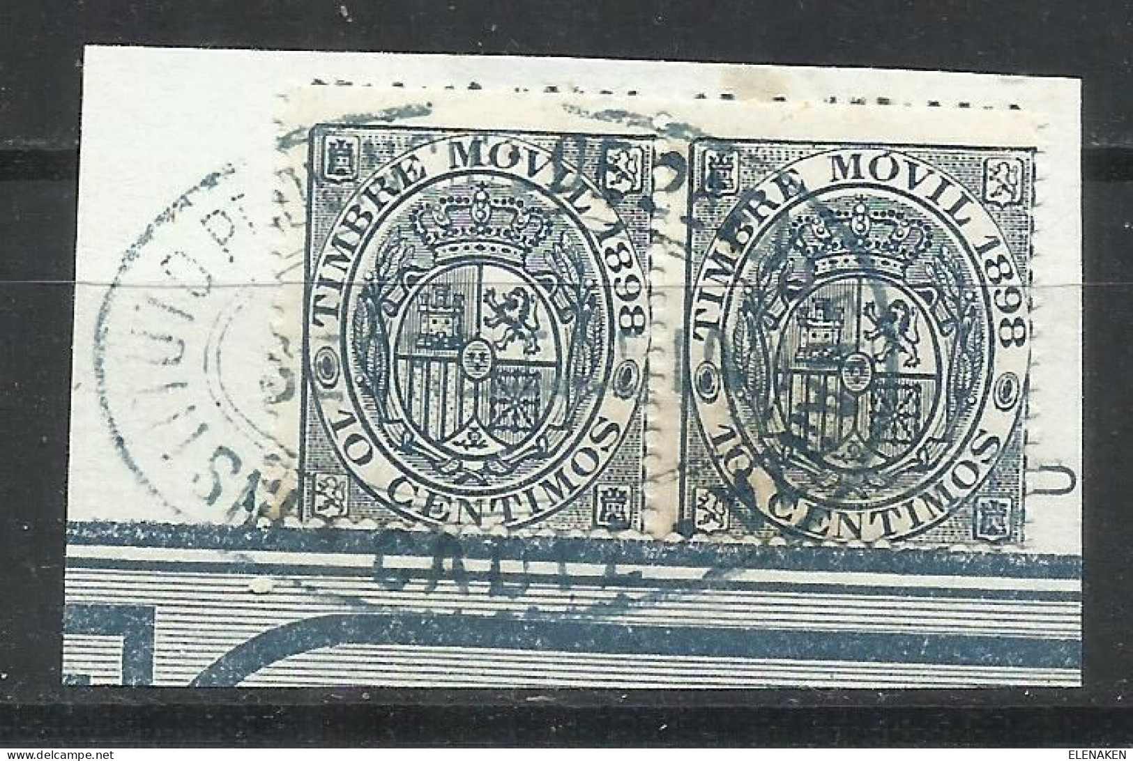 8527A-SELLO FISCAL PAREJA 1889 TIMBRE MOVIL CADIZ INSTITUTO PROVINCIAL CADIZ. EDIFIL ALEMANY SPAIN REVENUE FISCAUX - War Tax