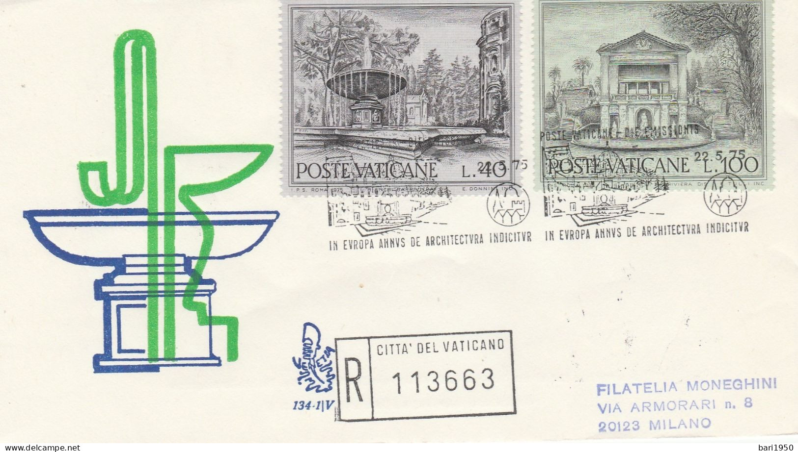 POSTE VATICANE -2 Valori Da L. 40 E L. 100,primo Giorno Di Emissione Su Busta- Anno Europeo Del Patrimonio Architettonic - Used Stamps