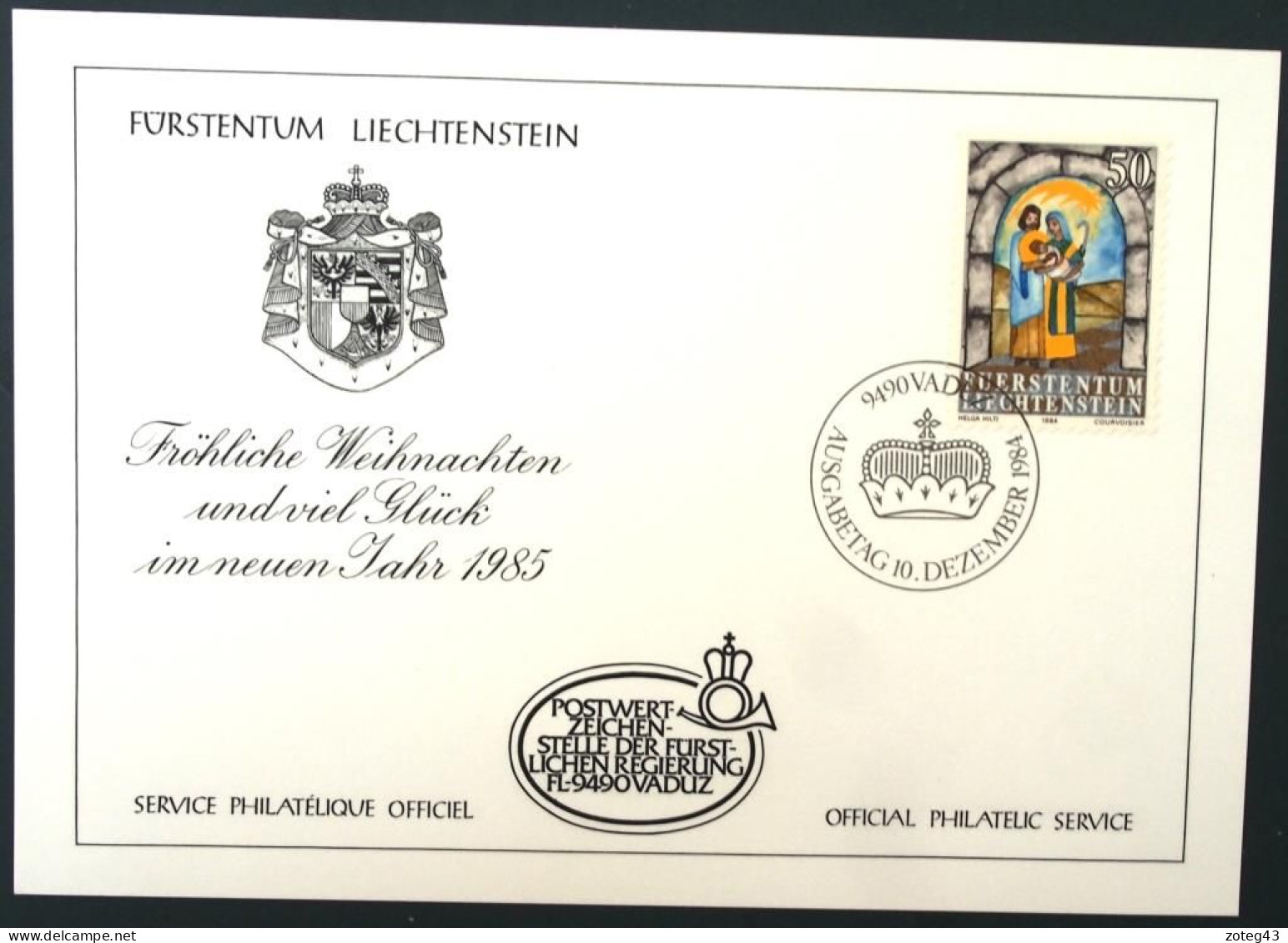 Liechtenstein 1984 Weihnachten Noël  - Grußkarte Zum Jahreswechsel 1985 Marcophilie Sonderstempel - Ganzsachen