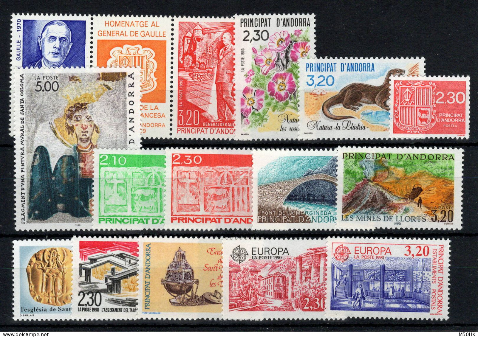 Andorre - Anne Complete 1990 N** MNH , YV 385 à 399A , Cote 39,80 Euros - Années Complètes