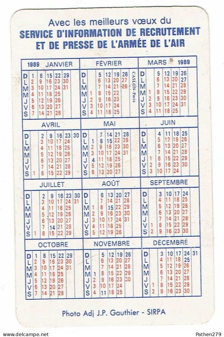 Petit Calendrier Collector Armée De L'air 1989 - SIRPA - Aviation