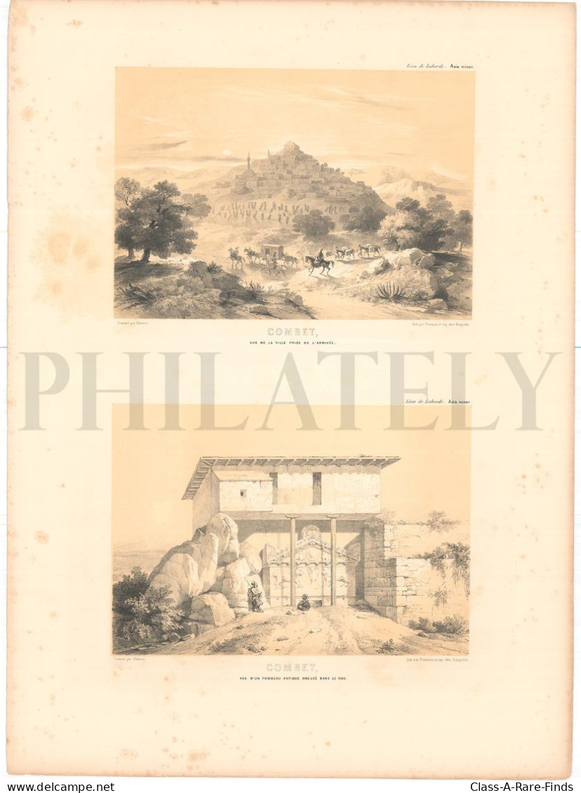 1838, LABORDE: "VOYAGE DE L'ASIE MINEURE" LITOGRAPH PLATE #29. ARCHAEOLOGY / TURKEY / ANATOLIA / NAKOLEIA / ESKISEHIR - Archéologie