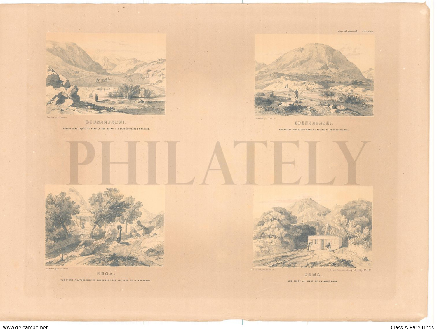 1838, LABORDE: "VOYAGE DE L'ASIE MINEURE" LITOGRAPH PLATE #31. ARCHAEOLOGY / TURKEY / ANATOLIA / DENIZLI / AFYON / AKDAG - Archäologie