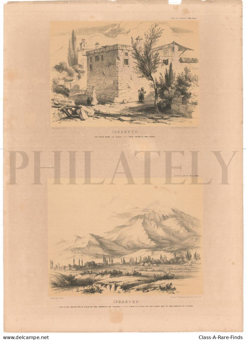 1838, LABORDE: "VOYAGE DE L'ASIE MINEURE" LITOGRAPH PLATE #59. ARCHAEOLOGY / TURKEY / ANATOLIA / ISPARTA / TAURUS - Archéologie