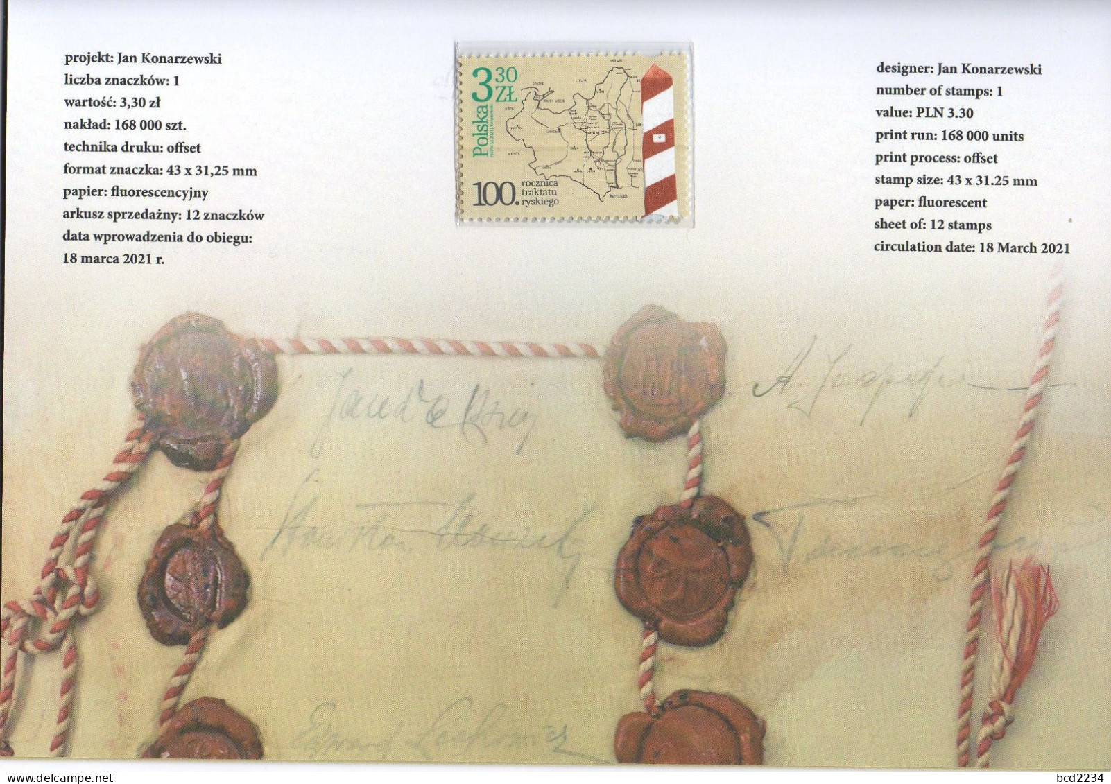 POLAND 2021 POST OFFICE LIMITED EDITION FOLDER: 100TH ANNIVERSARY OF TREATY OF RIGA LATVIA 1921 ENDING POLISH SOVIET WAR - Briefe U. Dokumente