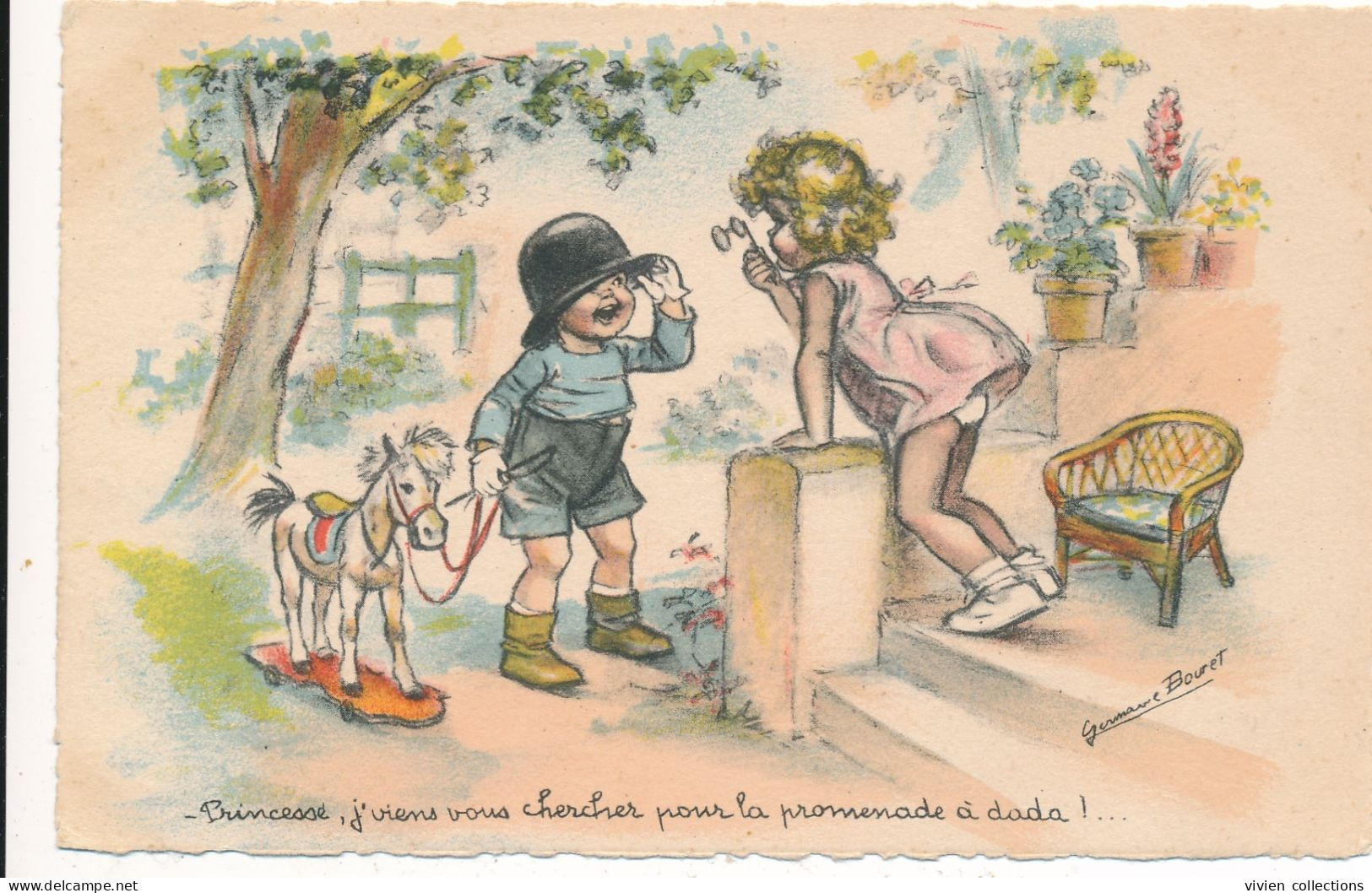 Carte Illustrateur Germaine Bouret Princesse J'viens Vous Chercher Pour La Promenade à Dada - Bouret, Germaine