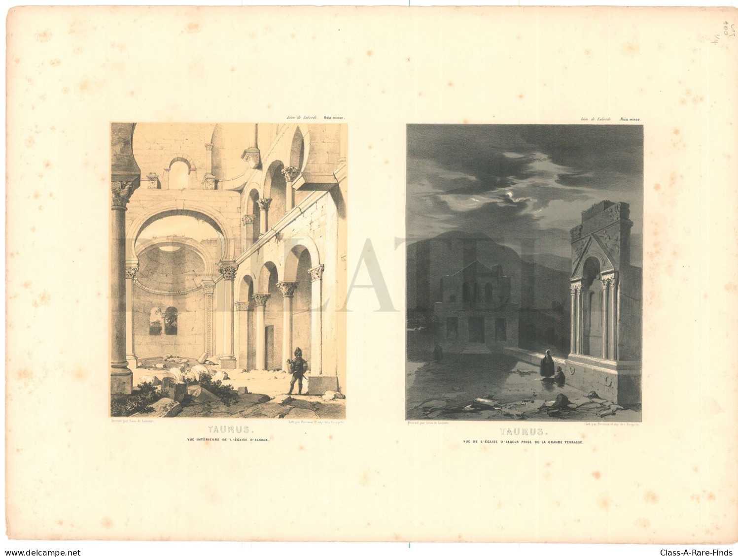 1838, LABORDE: "VOYAGE DE L'ASIE MINEURE" LITOGRAPH PLATE #69. ARCHAEOLOGY / TURKEY / ANATOLIA / SIVAS / ALACA - Archeologia