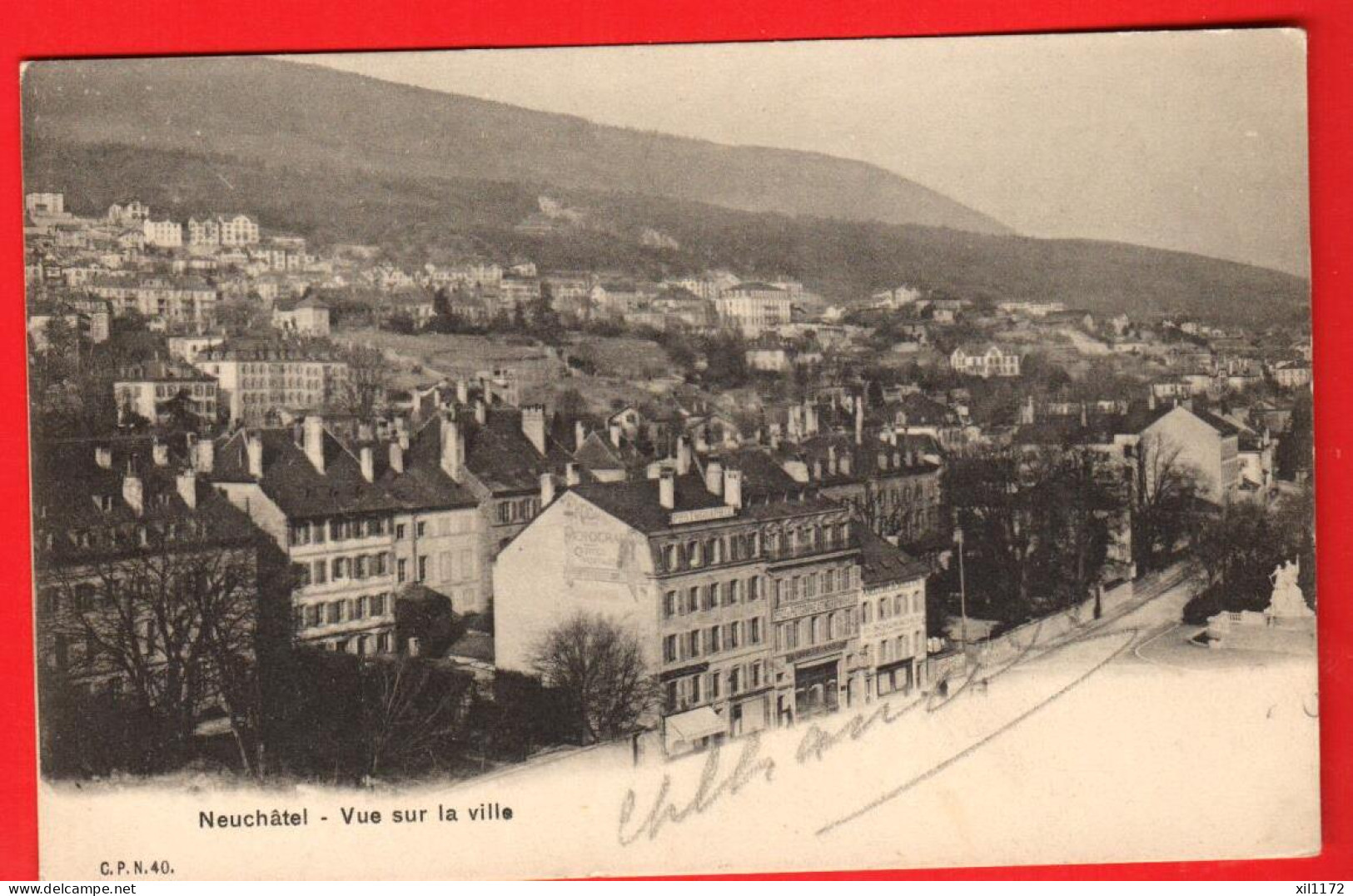 ZWW-04  Neuchâtel Vue Sur La Ville.  Dos Simple. Circ. 1904  CPN 40 - Neuchâtel
