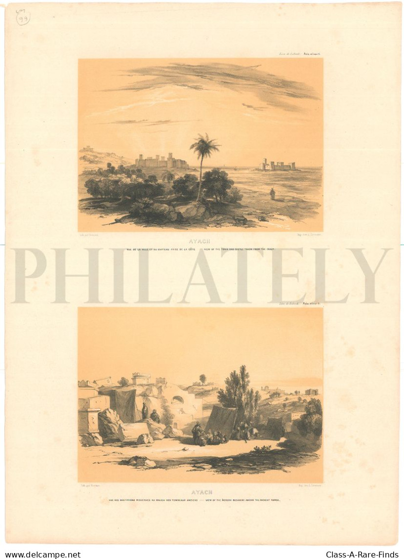 1838, LABORDE: "VOYAGE DE L'ASIE MINEURE" LITOGRAPH PLATE #73. ARCHAEOLOGY / TURKEY / ANATOLIA / HATAY / ISKENDERUN - Archaeology