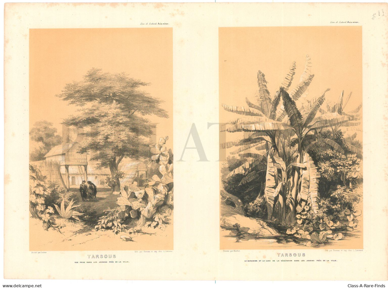 1838, LABORDE: "VOYAGE DE L'ASIE MINEURE" LITOGRAPH PLATE #78. ARCHAEOLOGY / TURKEY / ANATOLIA / MERSIN / TARSUS - Archäologie