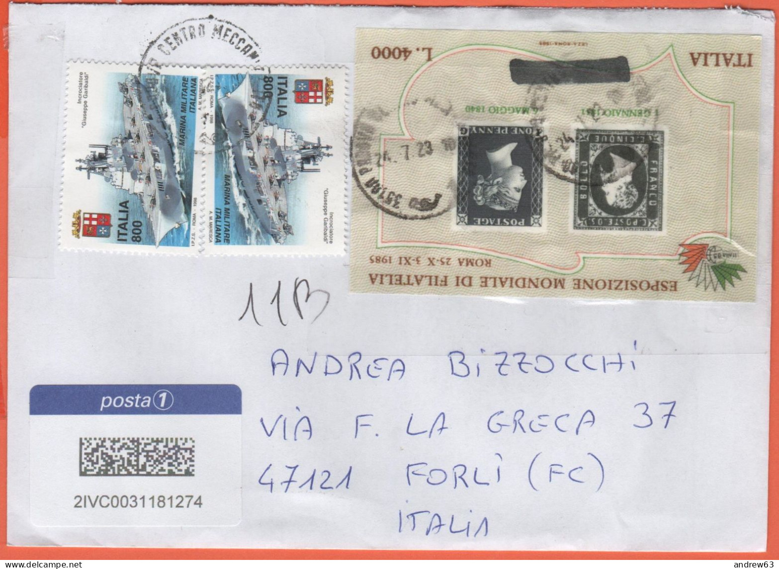 ITALIA - ITALY - ITALIE - 2023 - 2 X 800 Esposizione Mondiale Di Filatelia, A Milano; Portaerei "Giuseppe Garibaldi" + B - 2021-...: Poststempel