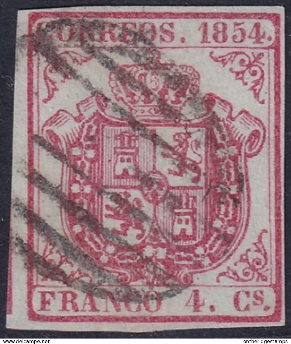 Spain 1854 Sc 32c España Ed 33Ap Used Black Grid (parrilla) Cancel Thin Bluish Paper - Usados