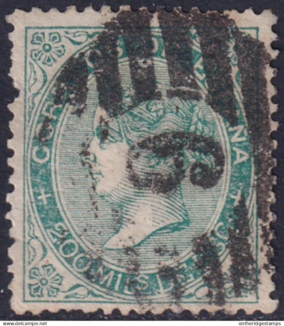 Spain 1868 Sc 101 España Ed 100 Used Parrilla Con Cifra "6" Cancel Damaged Perfs - Used Stamps