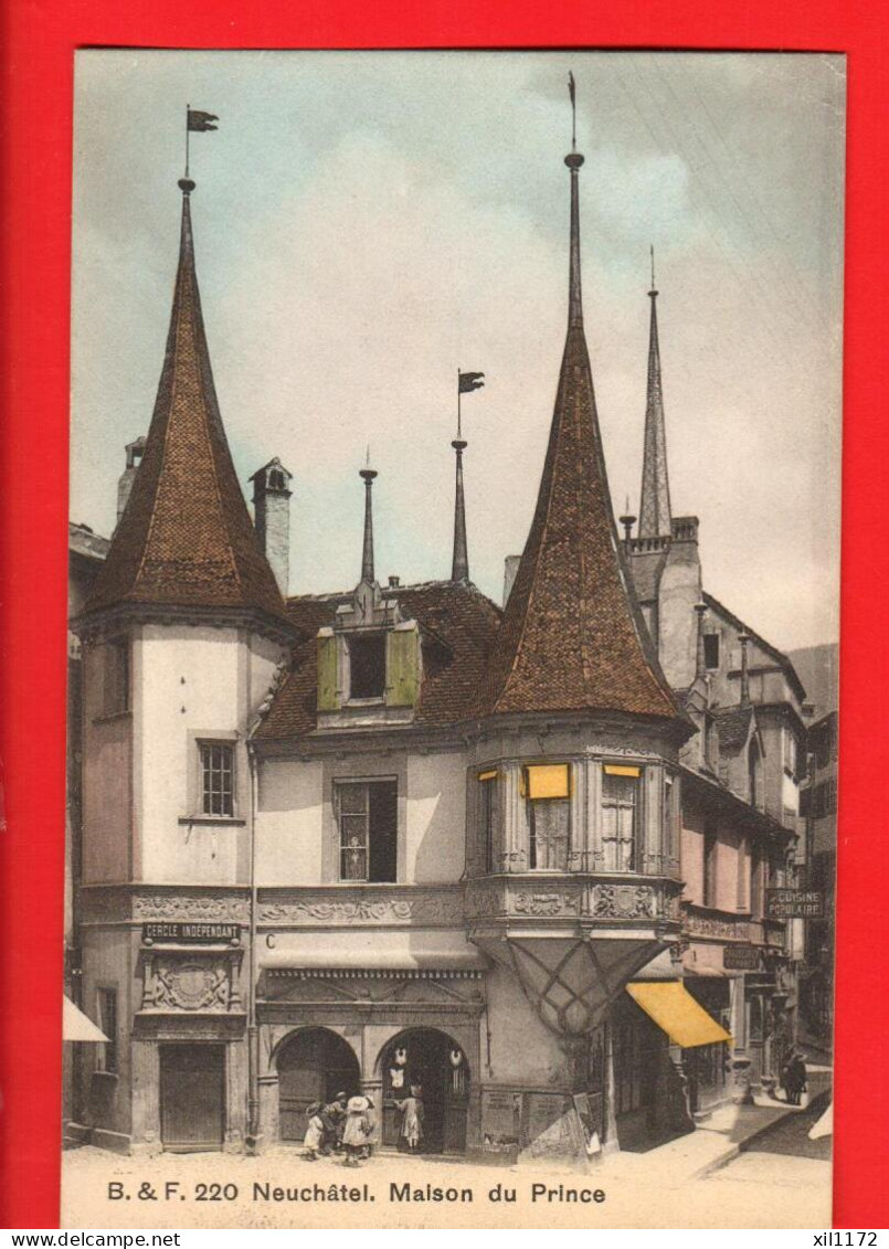 ZWW-37  RARE  Neuchâtel Maison Du Prince   Franco-Suisse  B&F 220  Circulé 1909 - Neuchâtel