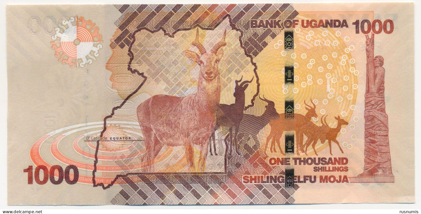 UGANDA 1000 SHILLINGS P-49g FAUNA  ANIMALS ANTELOPES 2022 UNC - Uganda