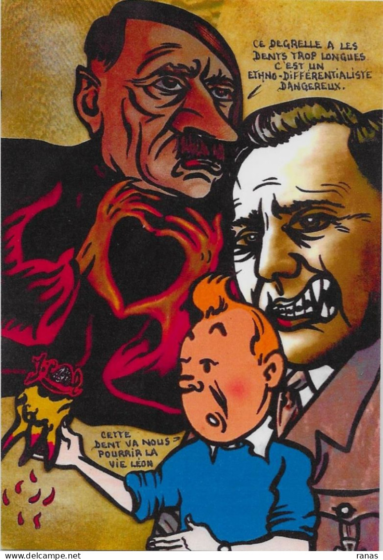 CPM LARDIE Jihel Tirage Signé Numéroté En 30 Exemplaires Léon Degrelle Tintin Hergé Rexisme Hitler Dent - Lardie