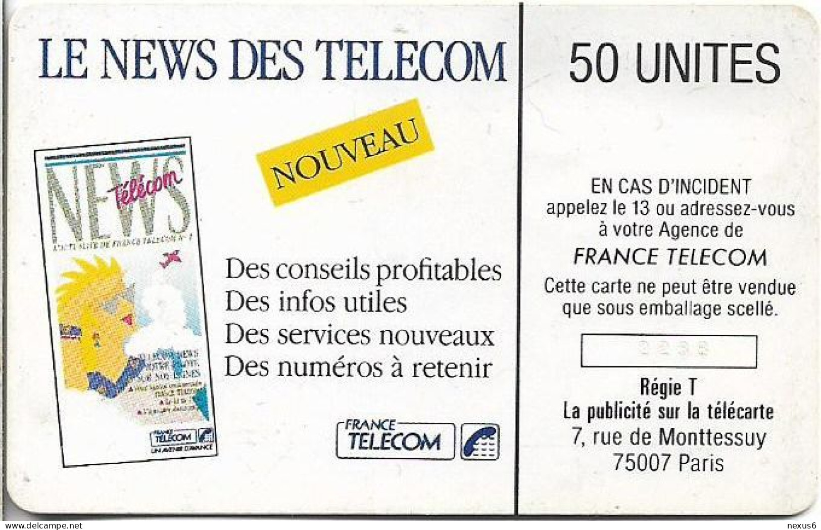 France - News Telecom - 0080 - Cn.2238, 06.1989, 50Units, 50.000ex, Used - 1989