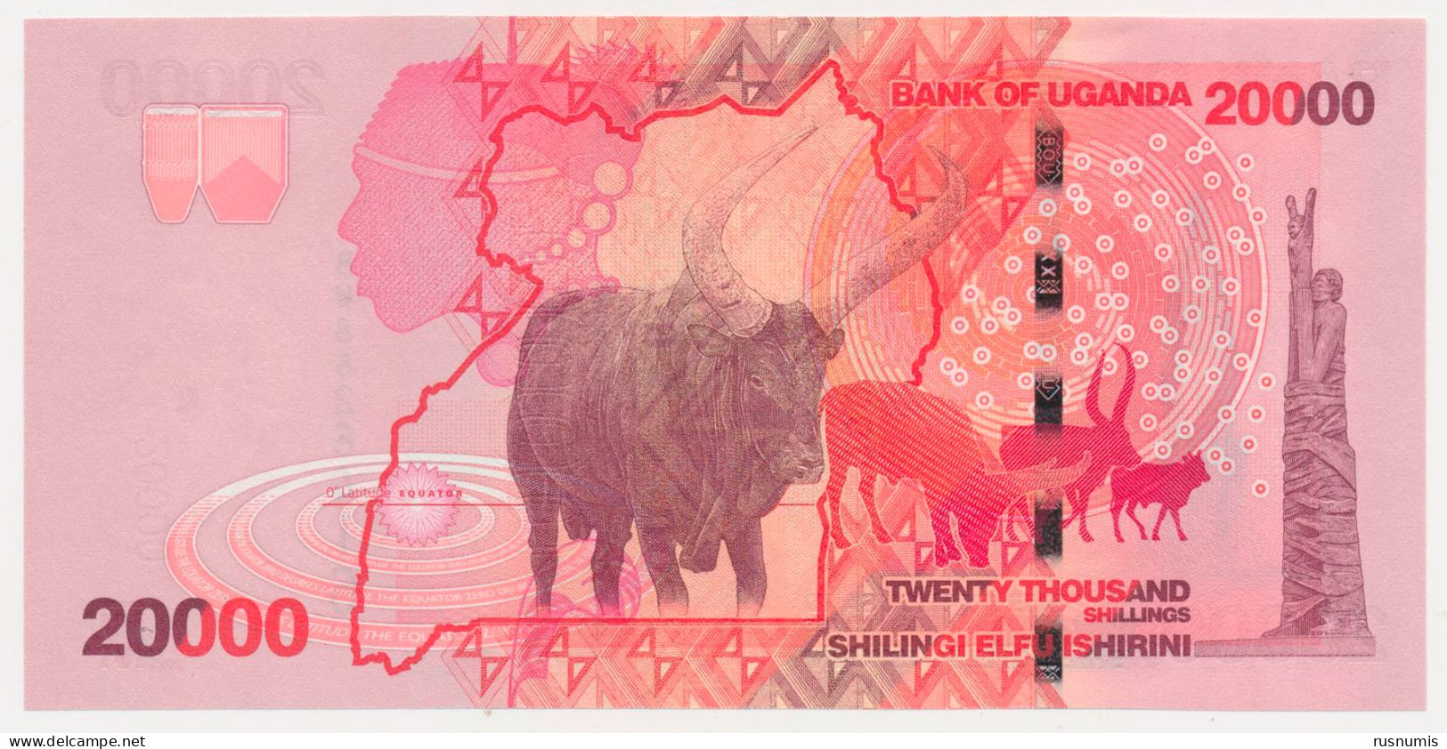 UGANDA 20000 SHILLINGS P-53g FAUNA ANIMALS BUFFALO 2022 UNC - Ouganda