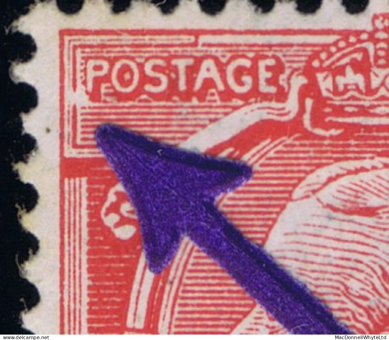 Great Britain 1912-24 Royal Cypher 1d Var. "Inner Frame Break At P" Row20/11 Control Q20 Imperf Single Mint, Stains - Neufs