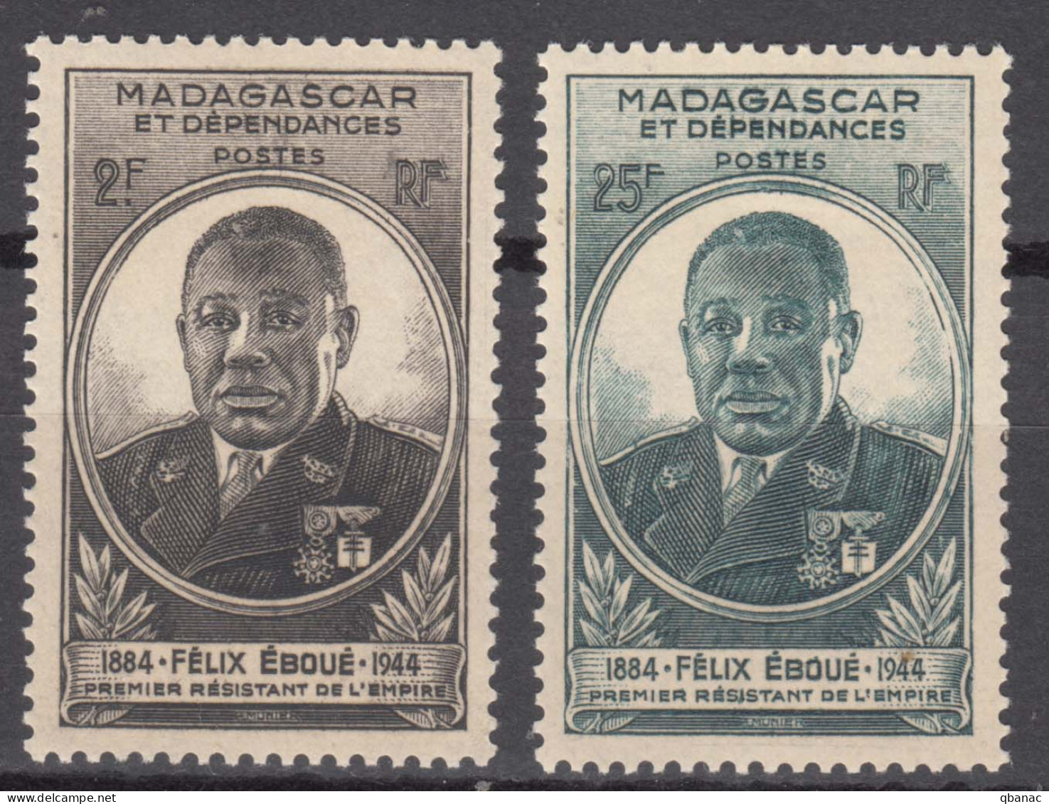 Madagascar 1945 Mi#385-386 Mint Hinged - Nuovi