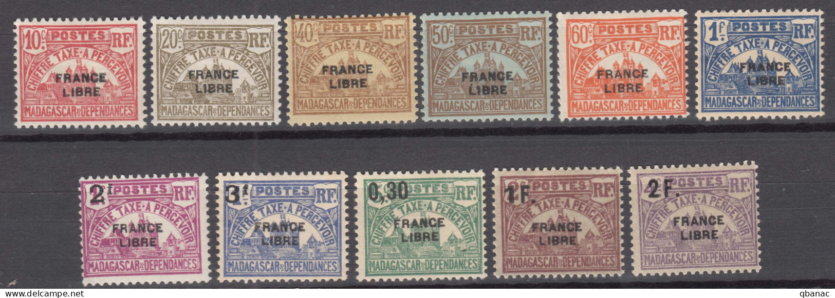 Madagascar 1943 FRANCE LIBRE Timbres-taxe Mi#20-30 Mint Hinged - Nuovi