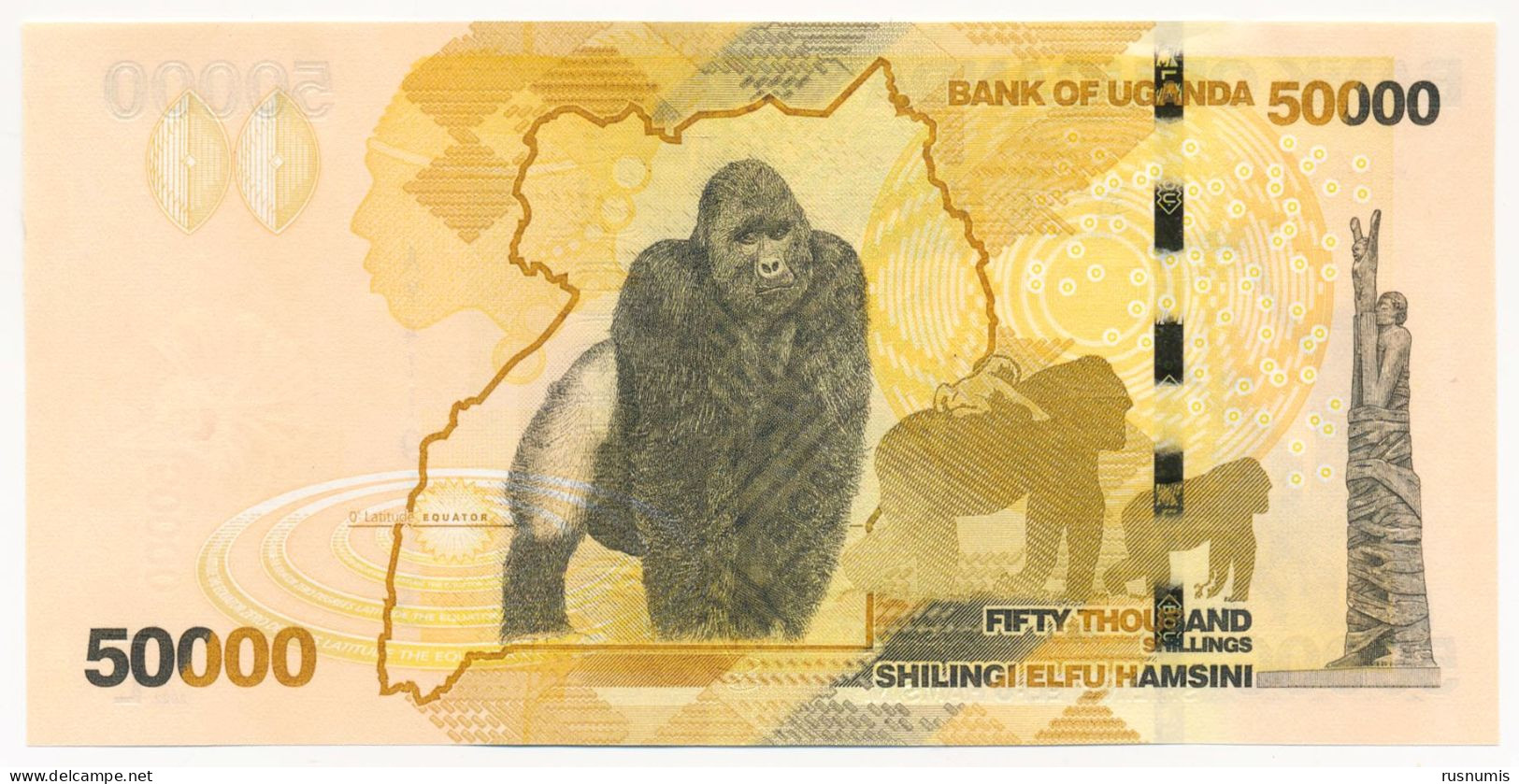 UGANDA 50000 SHILLINGS P-53f COMMONWEALTH MONUMENT - FAUNA GORILLA 2022 UNC - Ouganda