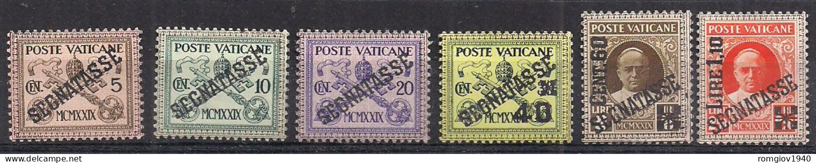 VATICANO 1931 SEGNATASSE FRANCOBOLLI DELLA SERIE CONCILIAZIONE DEL 1929 SOPRASTAMPATI SASS. 1-6 MNH XF - Segnatasse