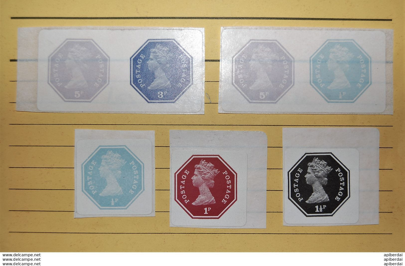 GREAT BRITAIN GB 1974 E II Machin First Serie ( Square ) Imperf Self Adhesive 5 Values PRINT:1000 MNH ** - Machins