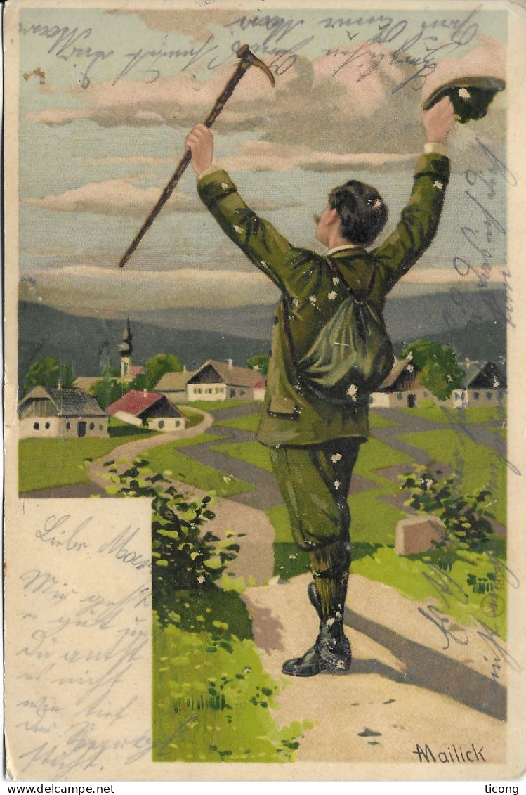 ILLUSTRATEUR PEINTRE ALLEMAND ALFRED MAILICK - CARTE CACHET ROND MUNICH BAVIERE 1902, MARQUE POSTALE A VOIR, - Mailick, Alfred