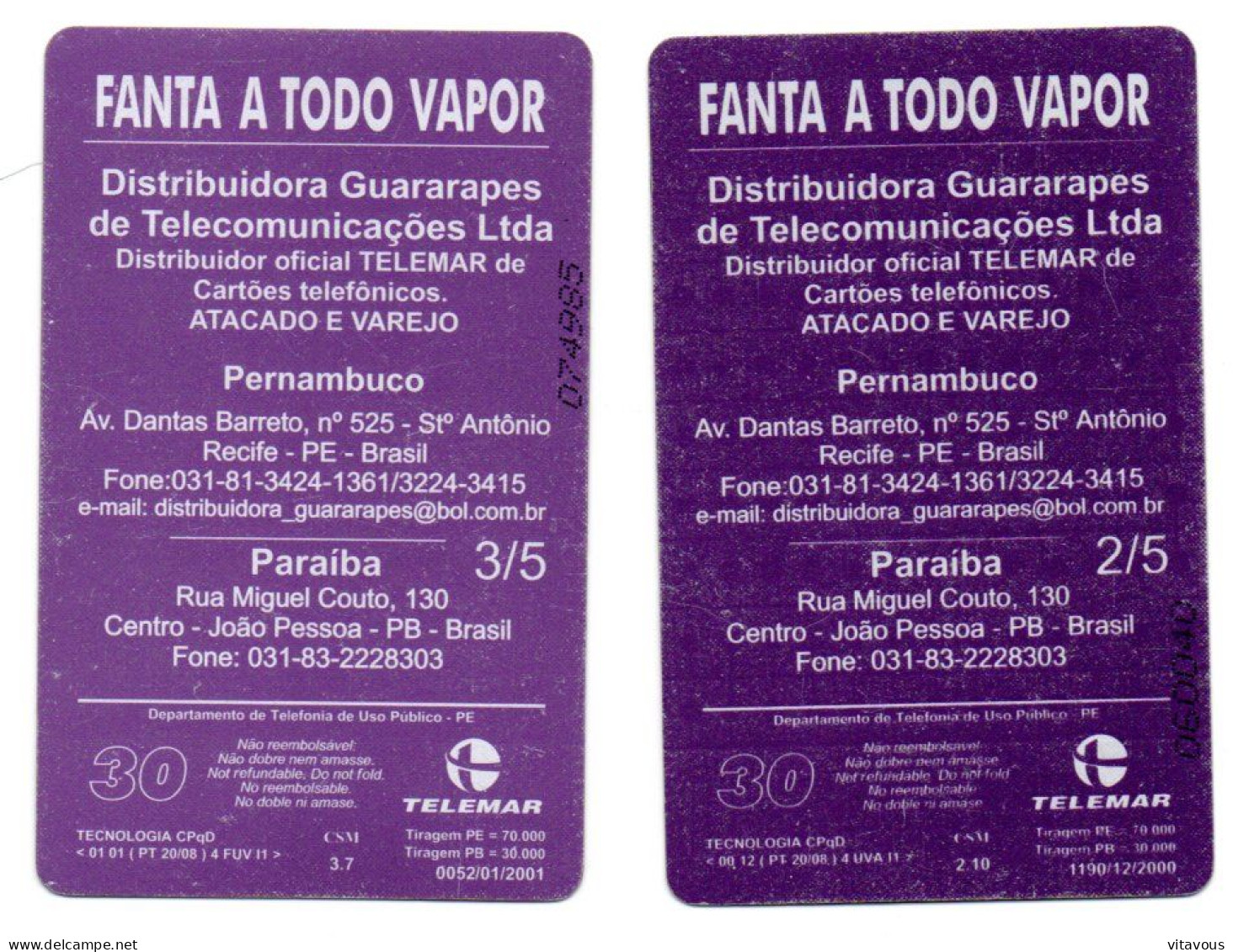 Boisson Fanta 2 Télécartes Brésil Phonecard Telefonkarte (salon 282) - Brasilien