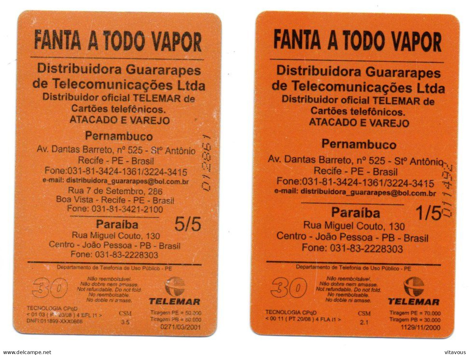 Boisson Fanta 2 Télécartes Brésil Phonecard Telefonkarte (salon 283) - Brasilien