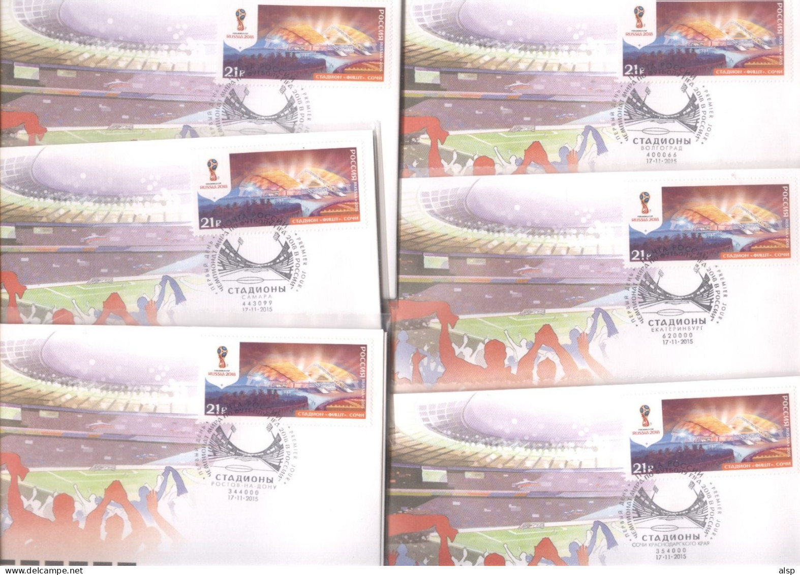 Football - Soccer WC 2018 Russia 12 Sets -48 FDCs - ALL 12 Postmarks (all 12 Cities) - 2018 – Russia