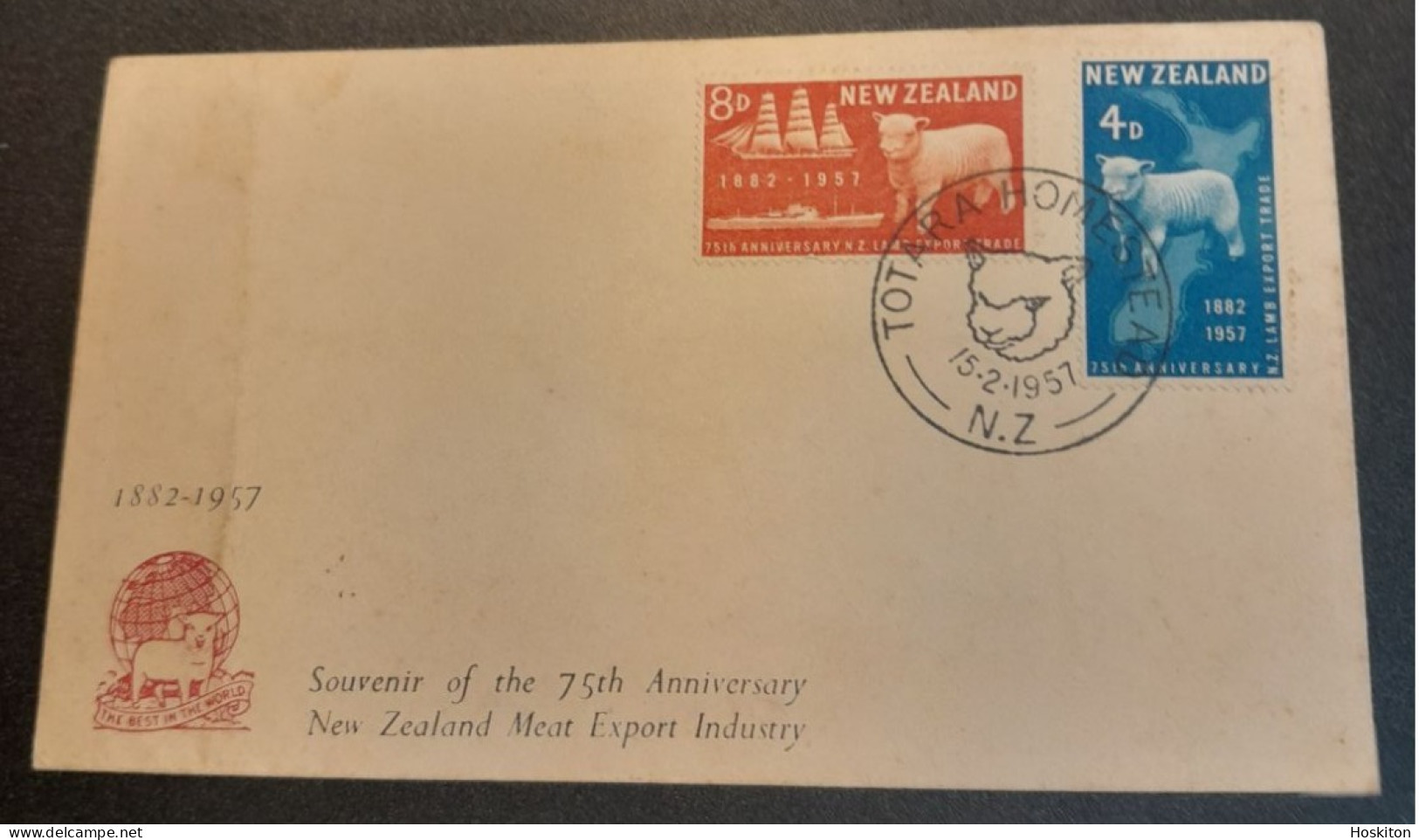 Souvenir Of The 75th Anniversary New Zealand Meat Export Industry 15/2/1957 - Cartas & Documentos