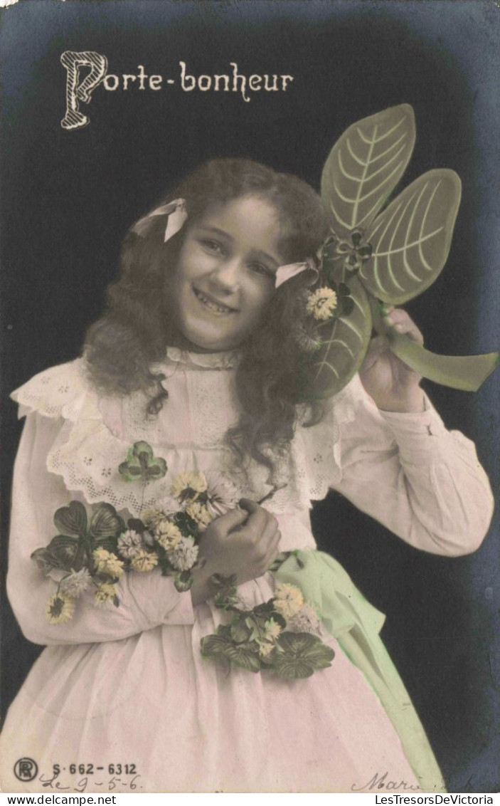 ENFANTS - Portrait - Porte Bonheur- Colorisé - Carte Postale Ancienne - Portraits