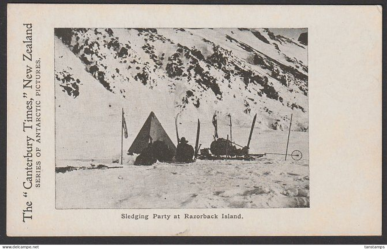 Antarctic 1904 Canterbury Times  "SLEDGING PARTY RAZORBACK ISLAND" Unused Postcard. - Storia Postale